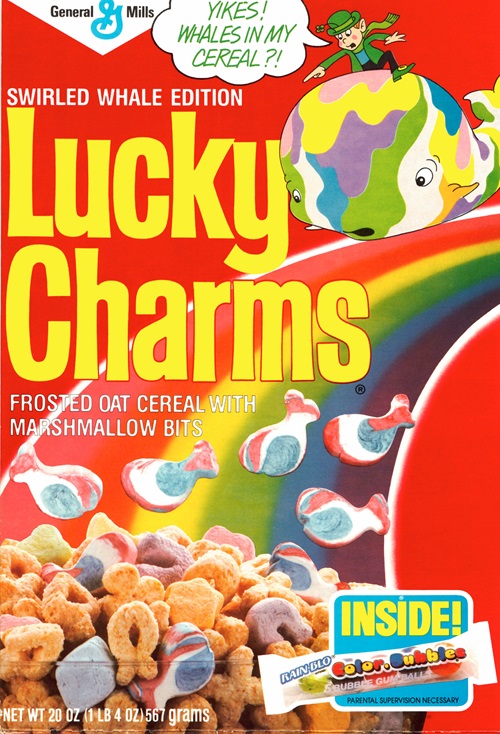 Lucky Charms box with whale marbits